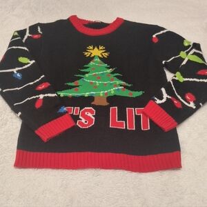 Kids' Black and Red Christmas Tree Sweater